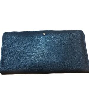 Kate Spade Black Saffiano Leather Wallet Zip Pocket & Card Slots